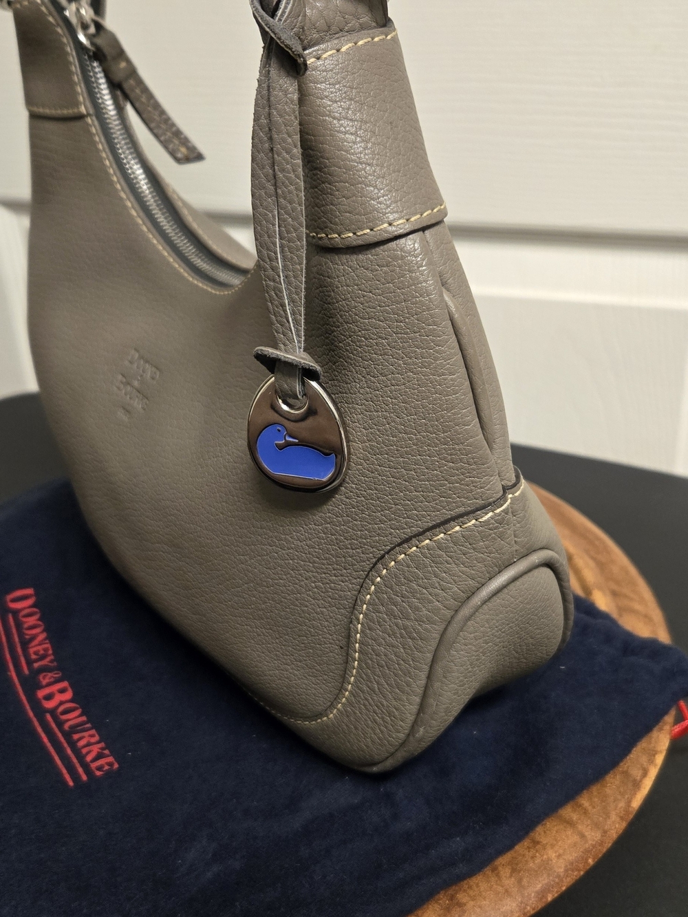 Dooney & Bourke Taupe Pebbled Leather Shoulder Bag - Picture 5 of 11